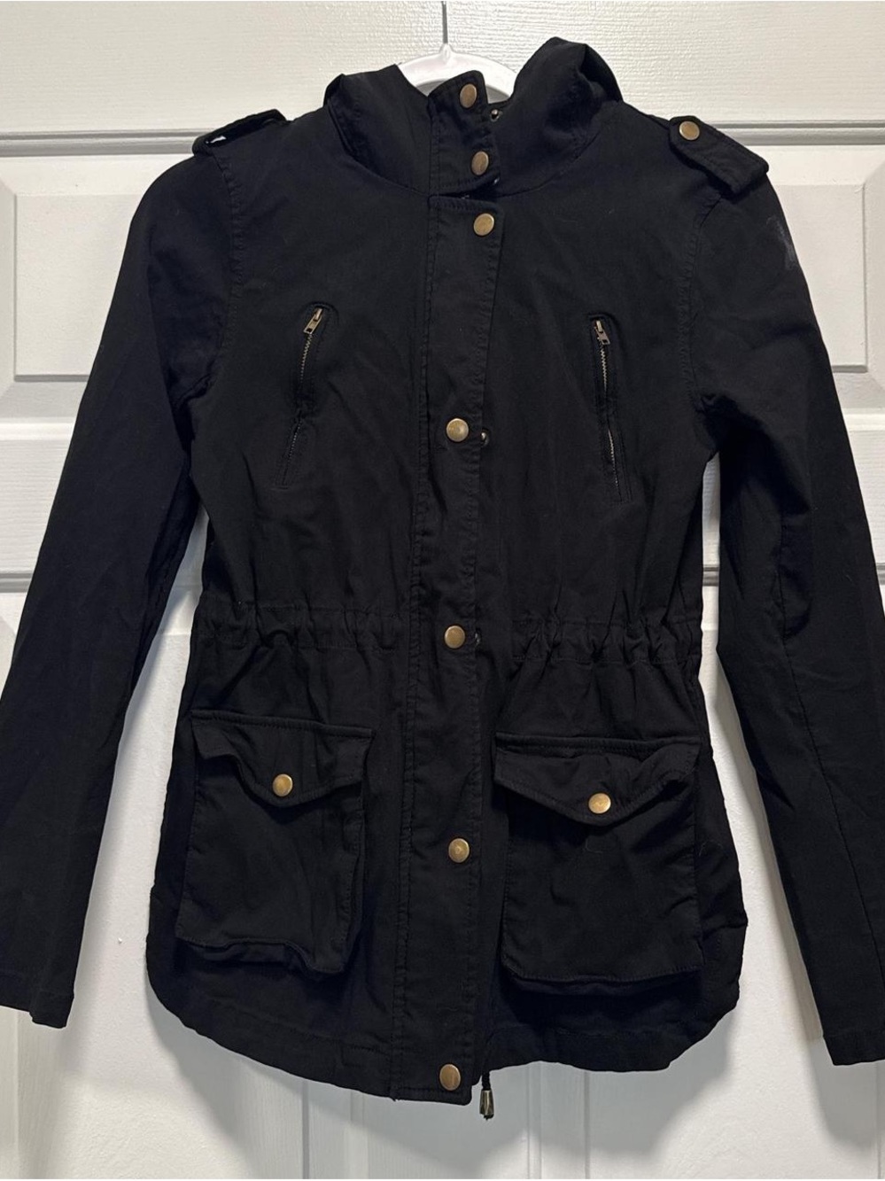 Classic Black Utility Jacket with Cinched Waist